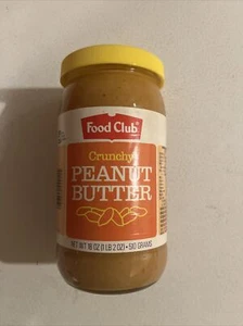 Vintage 1986 Unopened Glass Jar Food Club Crunchy Peanut Butter Topco 18 oz NOS - Picture 1 of 10