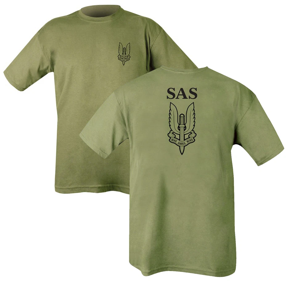 Double Sided Printed Army Olive Green Tshirt - HMRC Para REME RGR RMC SAS RE - Image 1 of 1