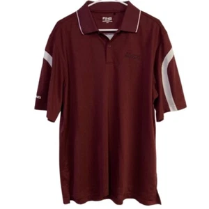 Ping Performance Short Sleeve Burgundy Mens Polo Shirt Colorado Avidgolfer Sz L - Picture 1 of 12