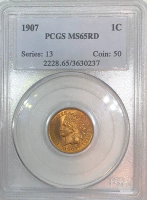 1907 INDIAN HEAD CENT PCGS MS65RD BRILLIANT UNCIRCULATED PENNY - Image 1 of 4