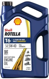 Shell Rotella T6 Full Synthetic 5W-40 Diesel Engine Oil, 1 Gallon New - Picture 1 of 8