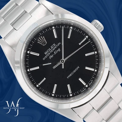 Reloj Rolex Air-King 34 mm acero esfera índice negro bisel liso correa Oyster 14000 Foto 1 de 4