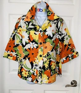 👚 Dress Barn Floral 3/4 Sleeve Button Up Jacket 💐 16 - Picture 1 of 10