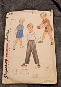 Simplicity 4166, Sewing Pattern, SIZE 6 BOYS PANTS SHORTS TOP VINTAGE 1950'S - Picture 1 of 2