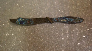 DECORATIVE KNIFE 6.5" LONG FLOWERS WHITE WITH BLUE AND COPPER COLOR - Picture 1 of 12