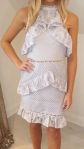 True Deccadance Lilac Lace Tierred Frill wedding Occasion Stud Dress Bnwt - Picture 1 of 5