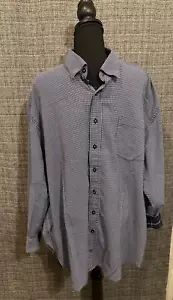 F/X Fusion Mens Long Sleeve Dress Shirt Navy & White Check Textured Pattern 3x - Picture 1 of 7