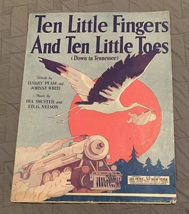 Ten Little Fingers and Ten Little Toes Sheet Music 1921 Cover Art Baby Shower - Picture 1 of 6