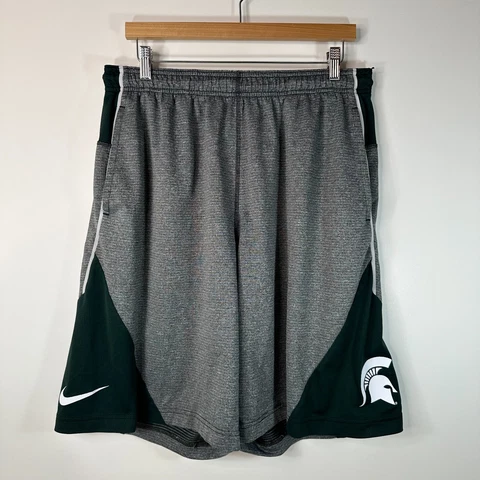 Nike Dri Fit Michigan State Spartans Football Shorts Green Gray Mens XL Cover