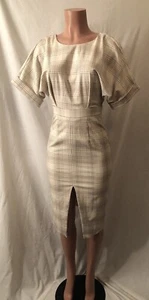 **Exklusives Eventkleid mattiert zimtbeige kariert** - Bild 1 von 12
