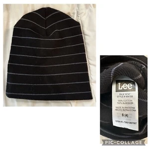 LEE Kids Beanie Boys Size S (4) Black Gray Striped Knit Hat - Picture 1 of 2