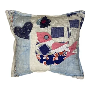 NEW Handmade Bird Pillow  Vintage Feed Sack Quilt  Chenille Bedspread  Cute!! - Picture 1 of 10