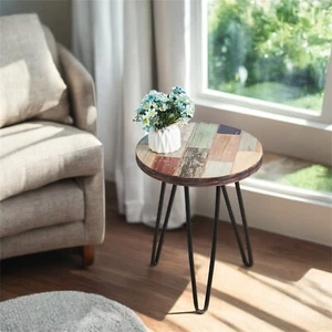 Greenage Side Table Solid Reclaimed Wood for Small Spaces Coffee Sofa End Table - Picture 1 of 13