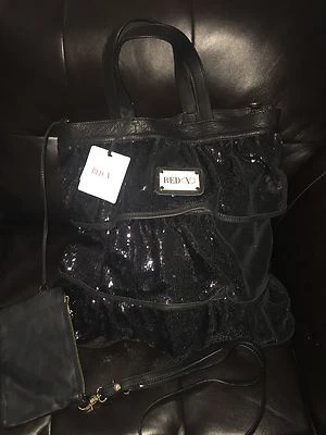 Nuevo Valentino Rojo Italia Volantes Lentejuelas Cuero Bandolera Bolso de Hombro Cartera Foto 1 de 4