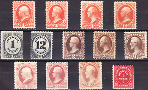 US collection: 13 old official stamps M/H/OG/NG CV $365