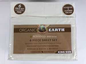 Organic Earth Aloe Vera Bamboo 2000 Series 6 Piece Sheet Set King New