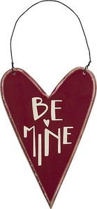 Primitives by Kathy #23282 heart chalk art ornament "Be Mine" - Picture 1 of 1