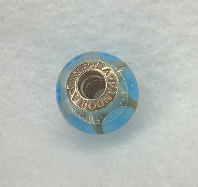 Pandora Azul Claro Místico Oro 14kt Murano Cristal Cuentas Dije 750403 Foto 1 de 3