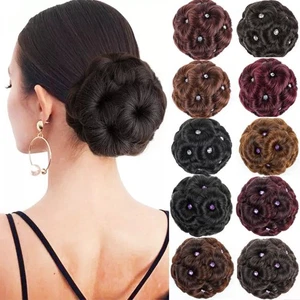 Synthetic Hair Bun Nine Flowers Hair Bun Flower Ring Bun Donut For Women Girls - Picture 1 of 35