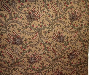 BTY GINGHAM ROSE Fabric Moda 3 Sisters Brown Paisley Floral Red OOP - Picture 1 of 2