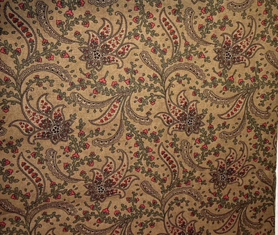 BTY GINGHAM ROSE Fabric Moda 3 Sisters Brown Paisley Floral Red OOP - Image 1 of 2