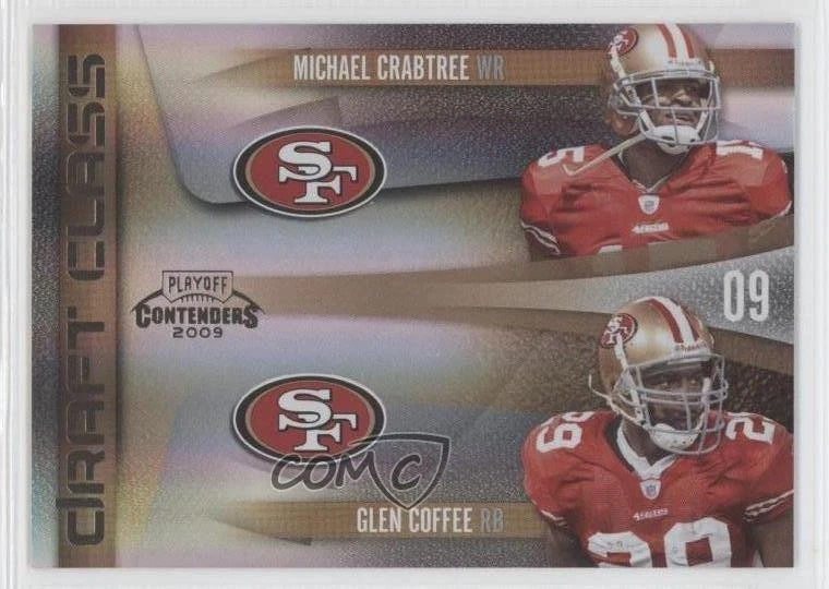 2009 Playoff Contenders Black /50 Glen Coffee Michael Crabtree #20 Rookie RC - Image 1 of 2