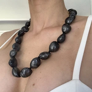 Vintage Metallic Resin Necklace – 70 cm Adjustable, 107 g Statement Beads - Picture 1 of 4