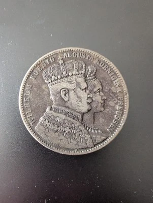 1861 German States Prussia Thaler Silver Coin Wilhelm Koenig Coronation - Image 1 of 2