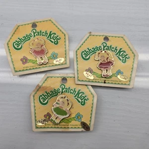 1983  Cabbage Patch Kids Pins New Old Stock, Lot Of 3, Pink, Green, & Red Dress - Picture 1 of 14