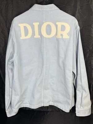 Talla 52 - Dior 1947 Logo Denim Chore Chaqueta Azul Blanco Jean Abrigo Foto 1 de 4