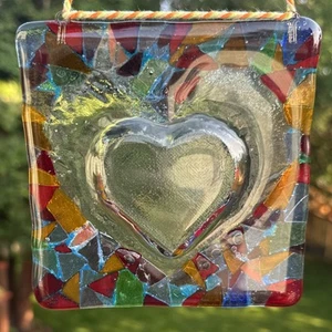 Schmelzglas Handarbeit quadratisch mehrfarbig Sonnenfänger signiert vom Künstler - Bild 1 von 12