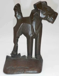 ANTICA STATUA TERRIER geometrica BRONZO BOOKEND D in segno di diamante molto rara - Foto 1 di 7