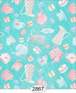 Dollhouse Halfcale Wallpaper - Té para dos tazas de té en azul - Imagen 1 de 1