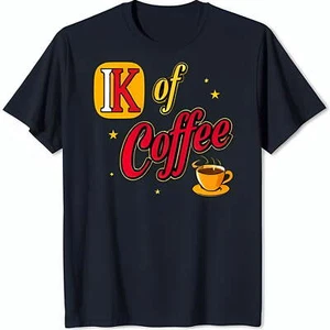 Bold Black T-Shirt with Vibrant Red 'K' Graphic & Coffee Cup Design - Picture 1 of 4