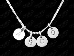 925 Sterling Silver Initial Multi Disc Personalised Letter Alphabet Necklace - Picture 1 of 2