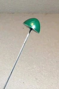 Vintage Goldtone Green Dome Shaped Hatpin - Stick Pin ~ 3-1/2" Long ~ HP-9 - Picture 1 of 10