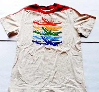 Hanna Andersson Boys T-Shirt Airplanes Short Sleeve Ringer 140 10 - Image 1 of 4