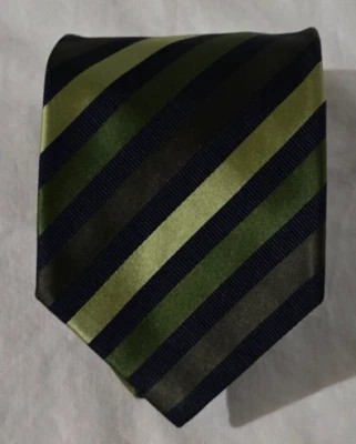 Corbata Vitaliano Pancaldi Italia 100% Seda Azul Verde Rayas 3 3/4"x56 1/2" Foto 1 de 4