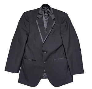 Mens Black Tuxedo Jacket Two Button Satin Lapel Wilke Rodriguez 38R - Bild 1 von 5