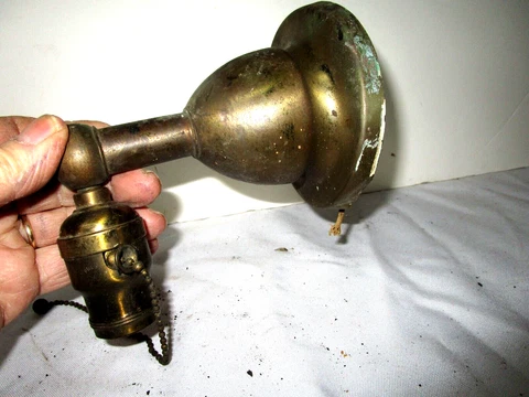 Antique vintage brass Arrow wall mount pull chain light fixture Cover