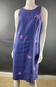 NWT CJ Laing Woman Linen Dress Blue Starfish SZ8 Violet - Picture 1 of 8