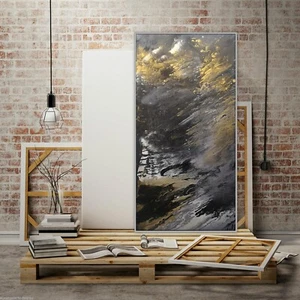 Kunstgalerie-moucha Gemälde Gold XXL Neu UNIKAT Handarbeit, Kunst Bild Leinwand - Picture 1 of 7