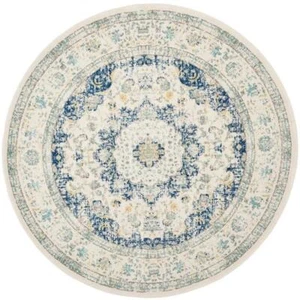 Safavieh Evoke 5' Round Power Loomed Rug in Ivory and Blue - Picture 1 of 10