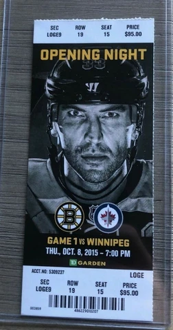2015-16 Boston Bruins NHL Official Mint Ticket Stubs - pick any game! Cover