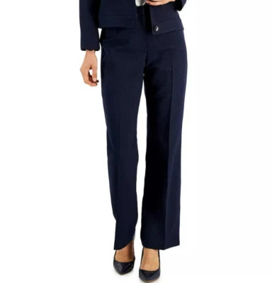 Le Suit Mid Women's Waist Zipper Front Closure Kate Pants Suit Blue Denim 4 New - Image 1 of 3