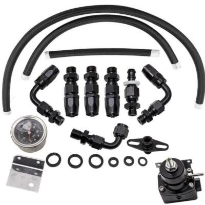 H&J MOTORS Adjustable Fuel Pressure Regulator 100psi Gauge AN6 Oil Hose End Fittings Valve