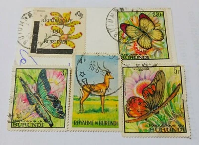 Sellos de Burundi 1964 Animal 1966 Flores 1667 1968 Mariposa Sobreimpresa Foto 1 de 4