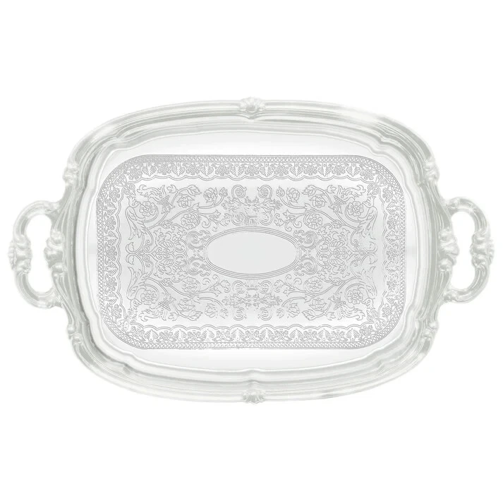 Winco CMT-1912 Oblong Tray with Integrated Handle, Chrome,Medium - Image 1 of 1