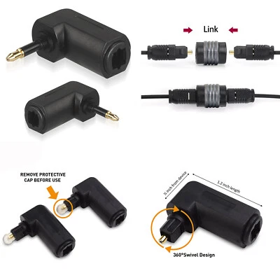 Fiber Optic Cable Extender, Mini Toslink Coupler M/F Right Angle Toslink Adapter - Image 1 of 4