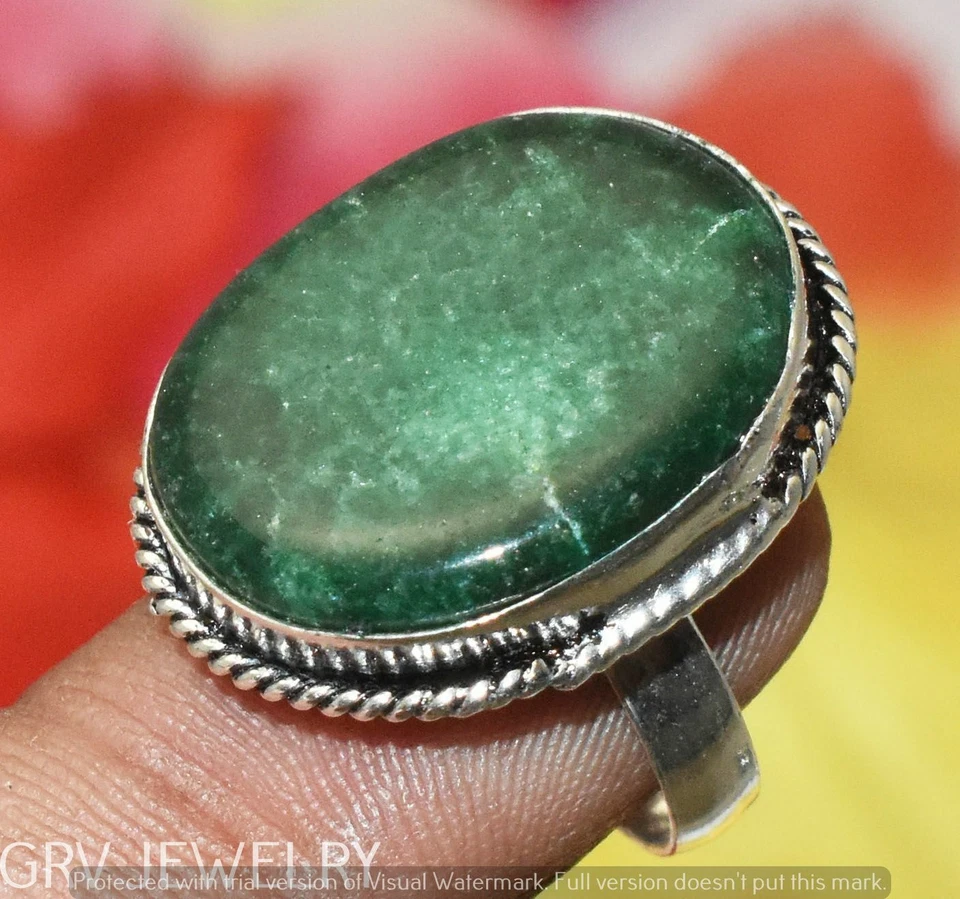 Green Aventurine Gemstone Ring 925 Sterling Silver Overlay Us Size 5" U293-A110 - Image 1 of 1
